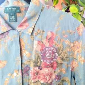 Ralph Lauren Linen Floral Blue Shirt